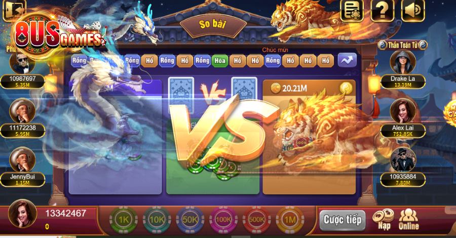 Rồng Hổ Đại Chiến 8US Và Những Mẹo Chơi Hữu Hiệu, Bổ Ích 2 8US.VN Thông tin chung về tựa game hàng đầu